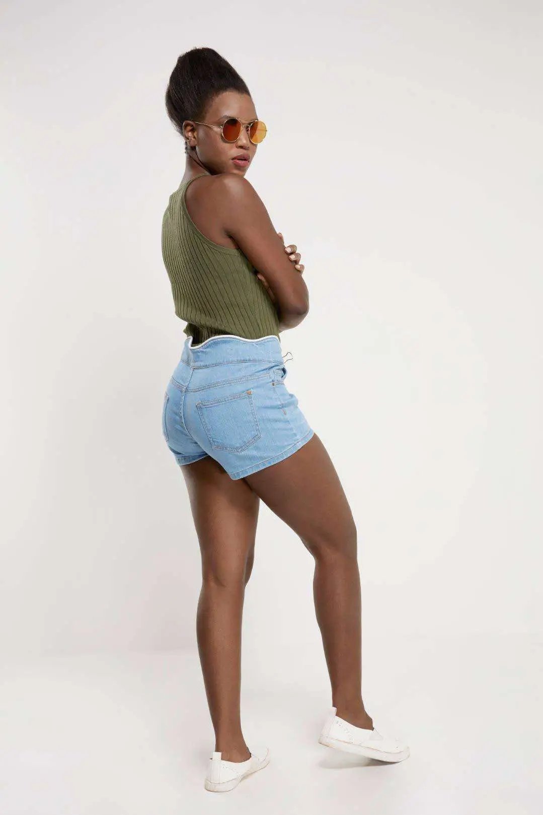 Light Blue Mid-Rise Denim Hot Shorts