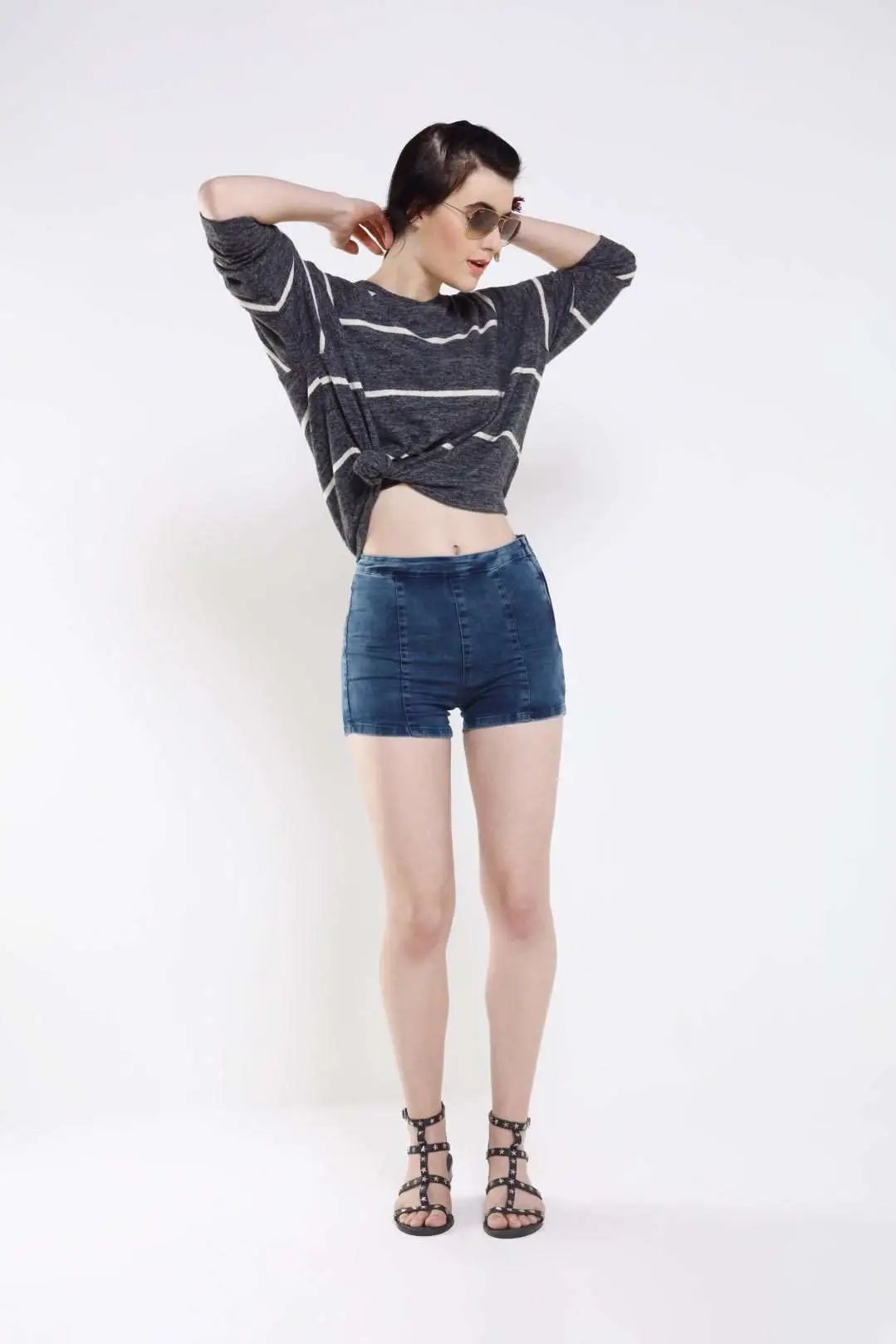Dark Blue High Waited Jeggings Shorts