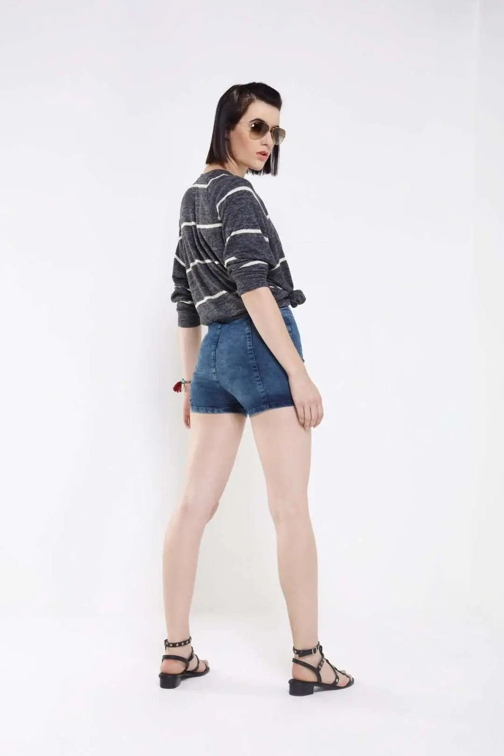 Dark Blue High Waited Jeggings Shorts