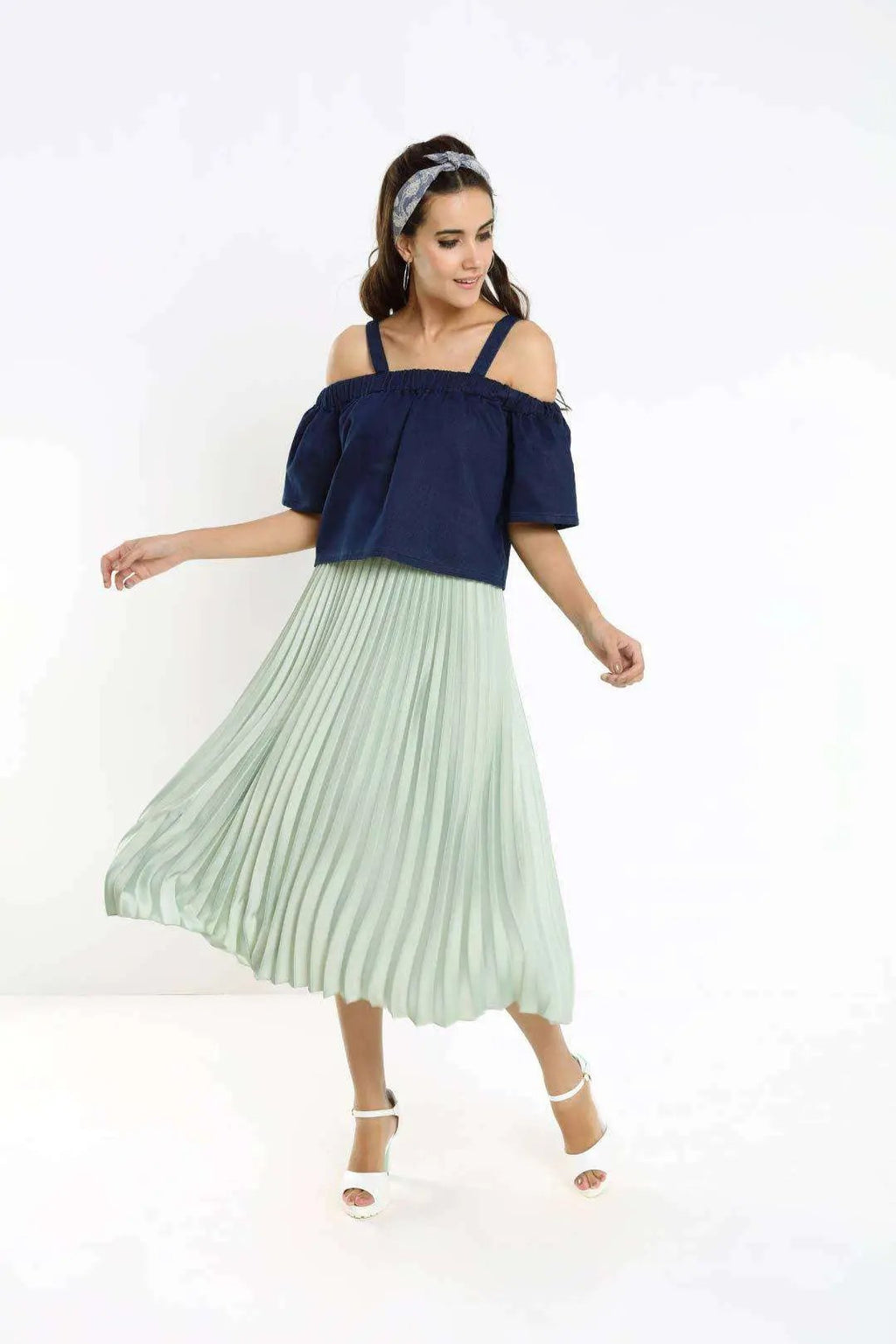 Dark Blue Strapped Doddy Denim Crop Top