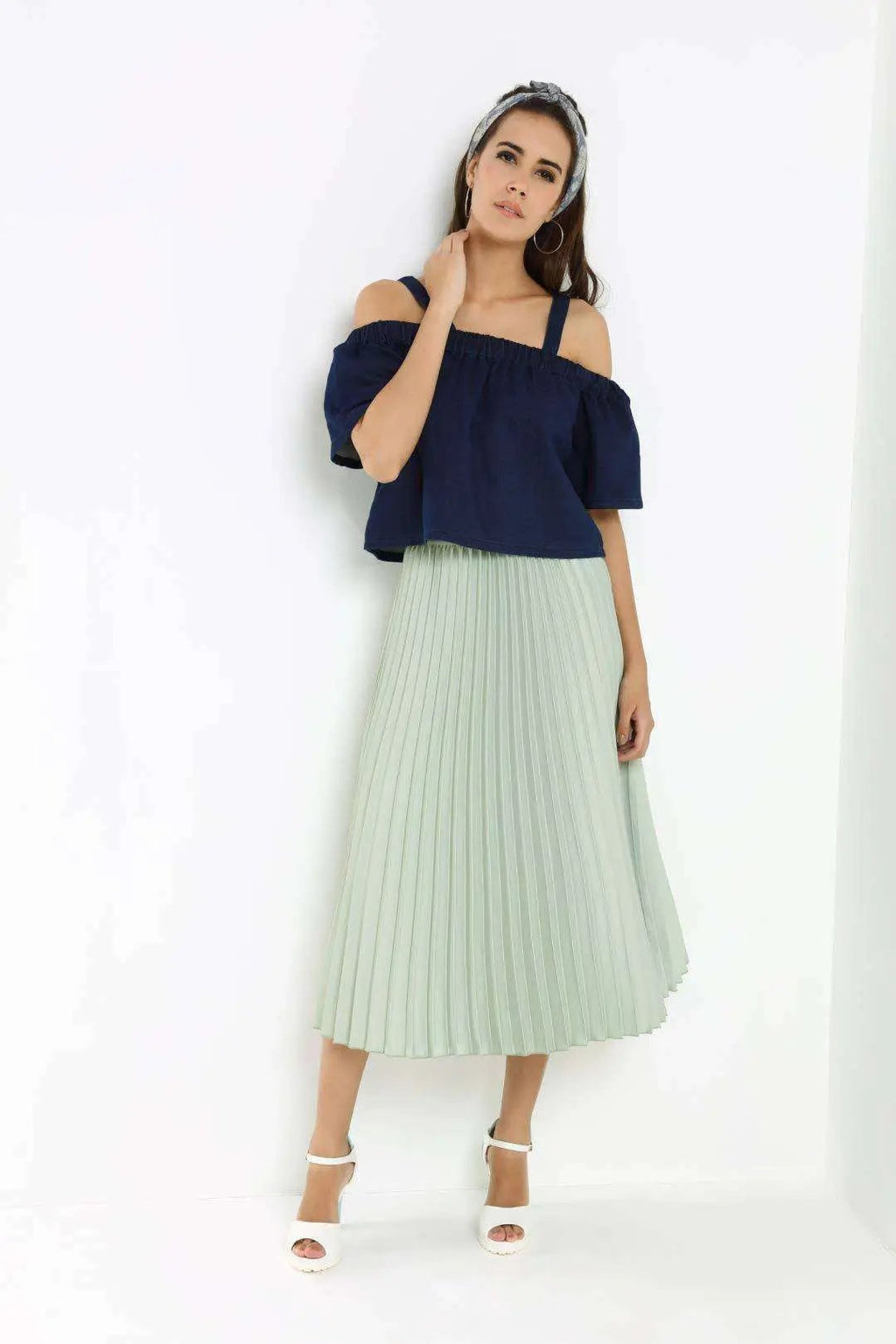 Dark Blue Strapped Doddy Denim Crop Top