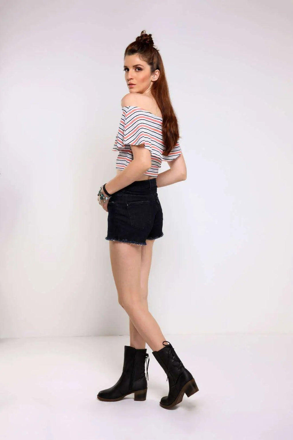 Black Mid Waist Hot Shorts