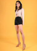 Midnight Black Stretch Denim Shorts