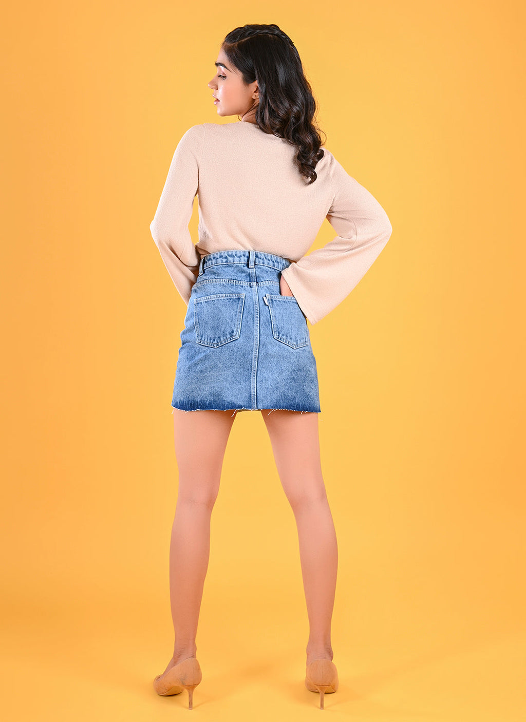 Ripped Denim Skirt