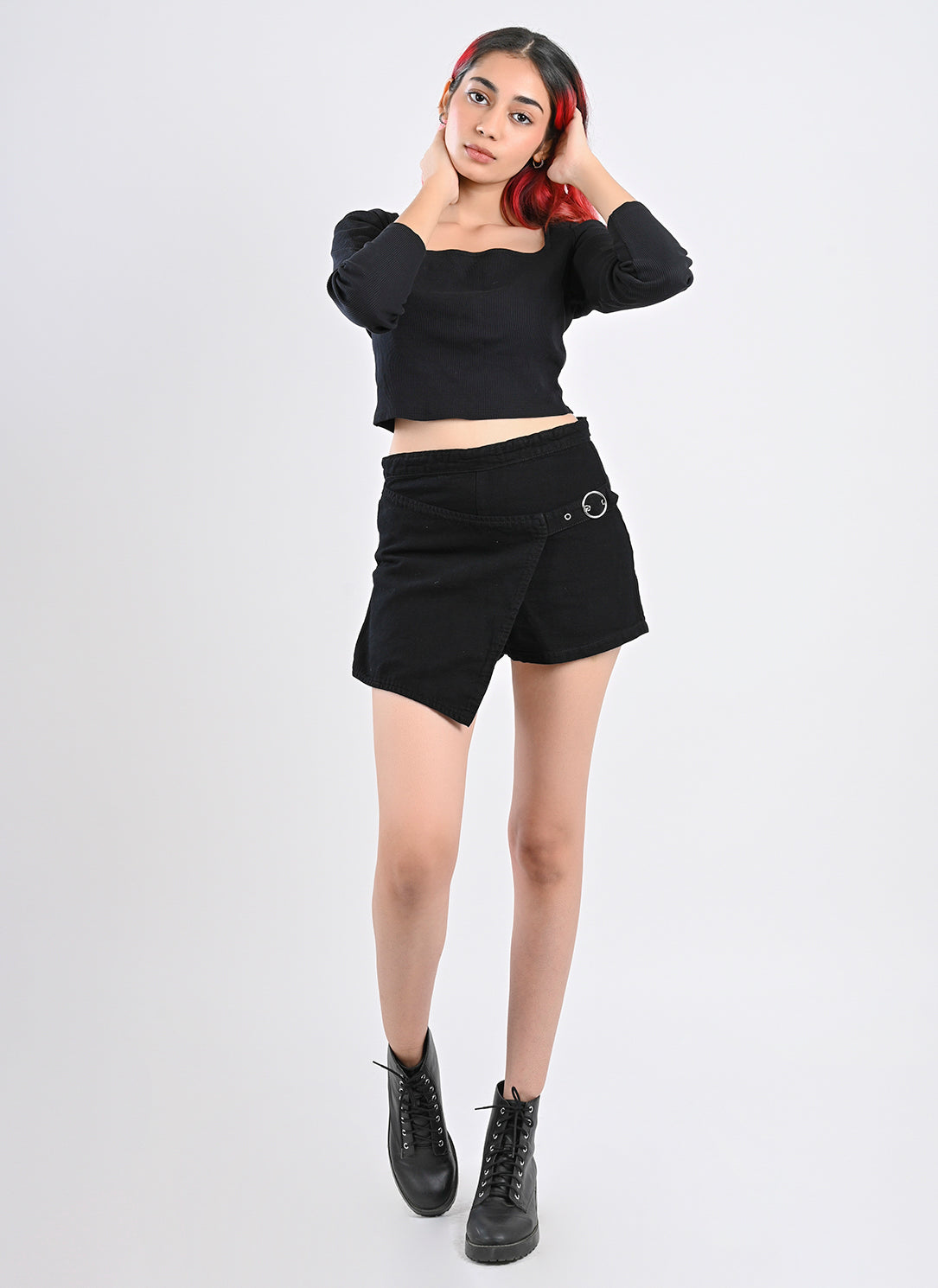 Black Overlap Skort