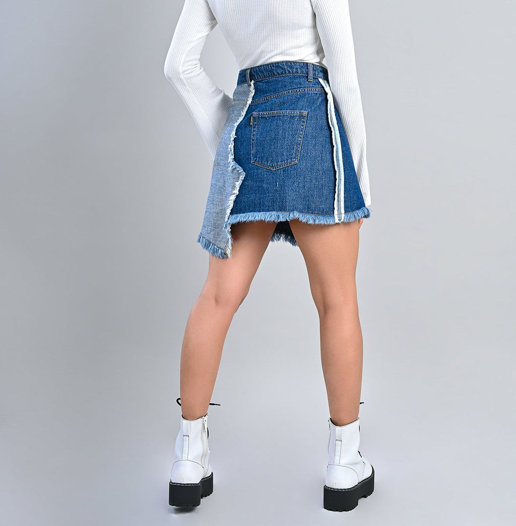 Asymmetric Embroidered Skirt