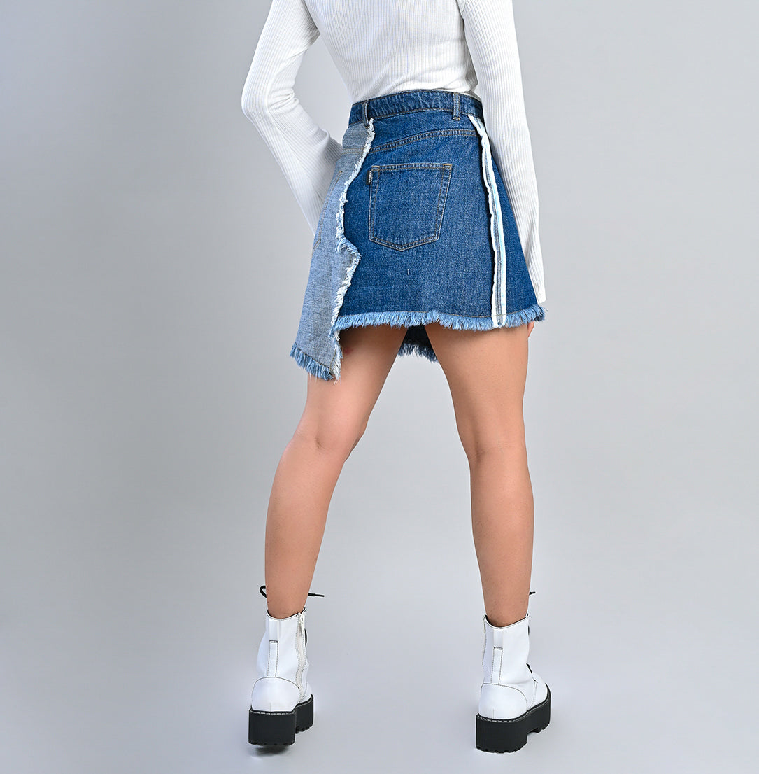 Asymmetric Embroidered Skirt