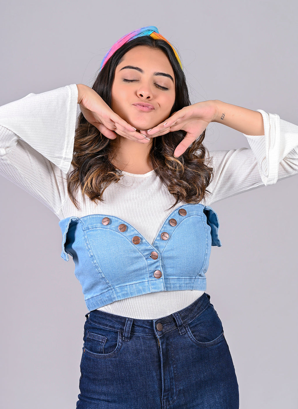 Cropped Denim Bustier