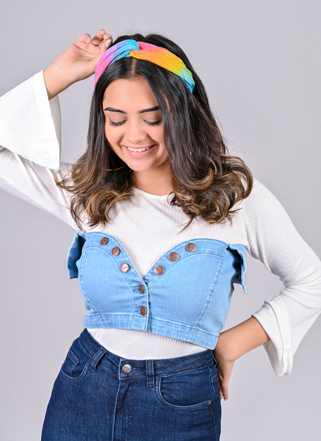 Cropped Denim Bustier
