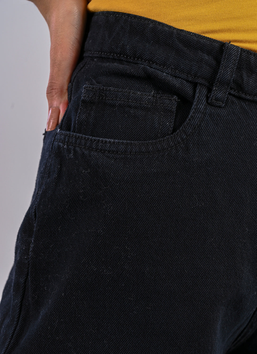 Black Raw Hem Bermuda Shorts