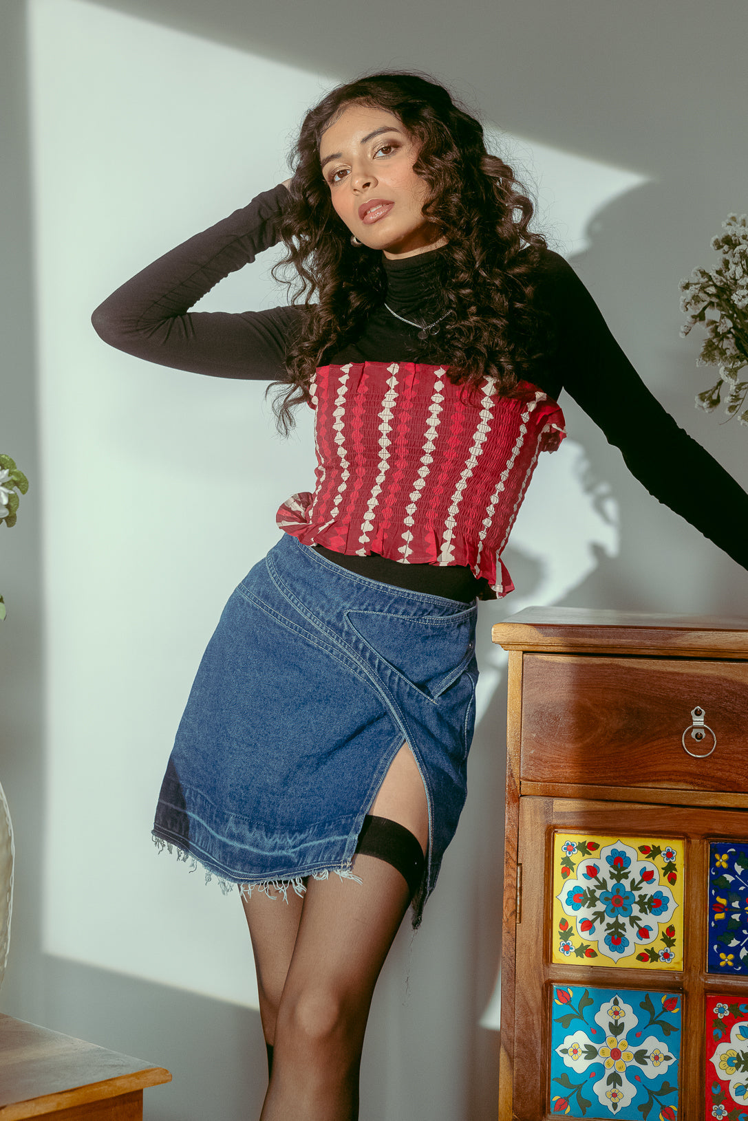 Belted Denim Skirt