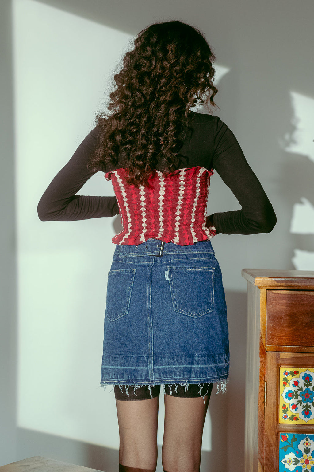 Belted Denim Skirt