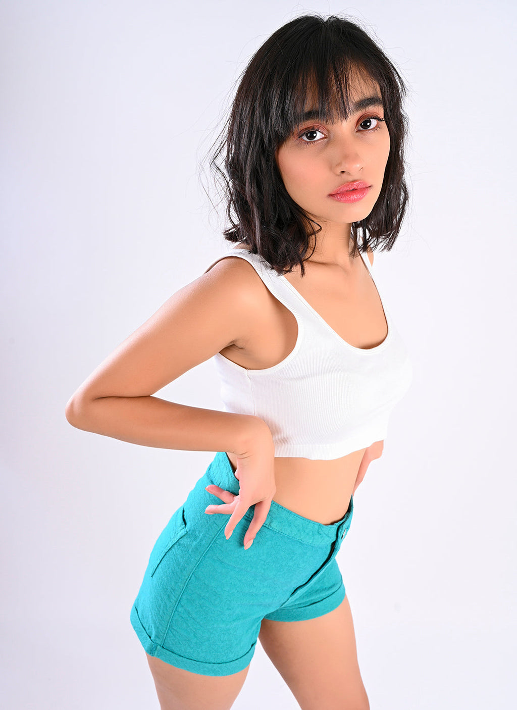 Teal Texture Shorts