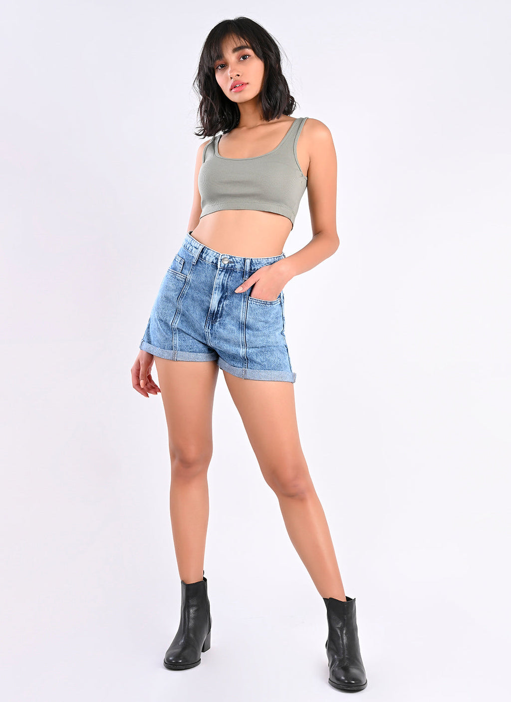 Utility Denim Shorts