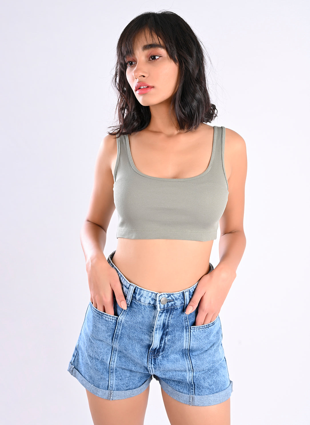Utility Denim Shorts