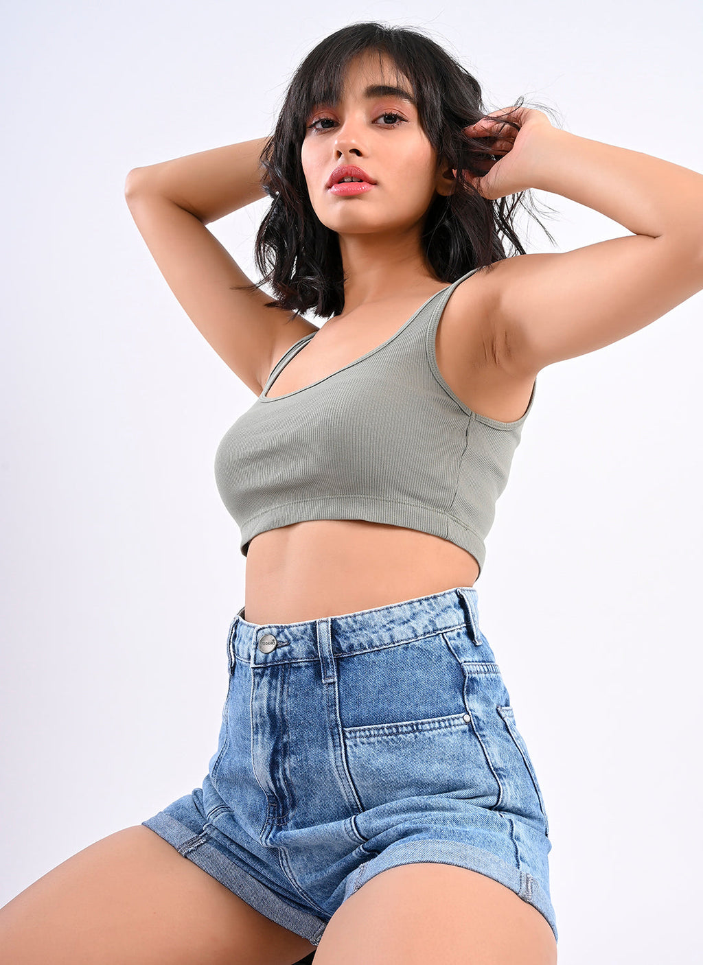 Utility Denim Shorts