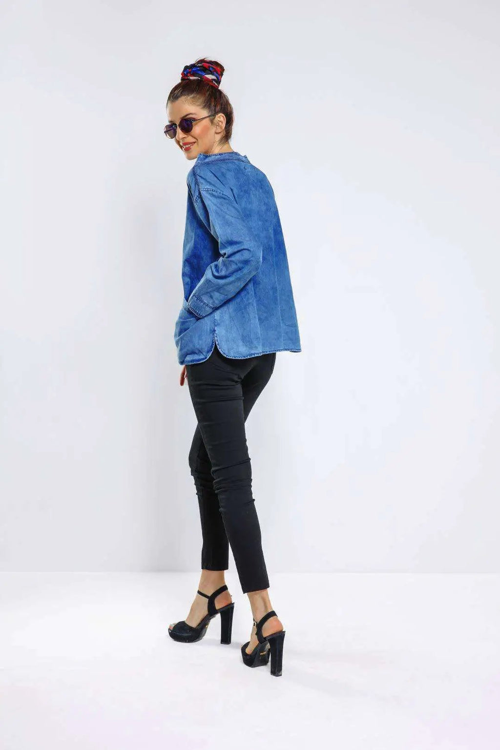 Mid Blue Oversized Denim Top