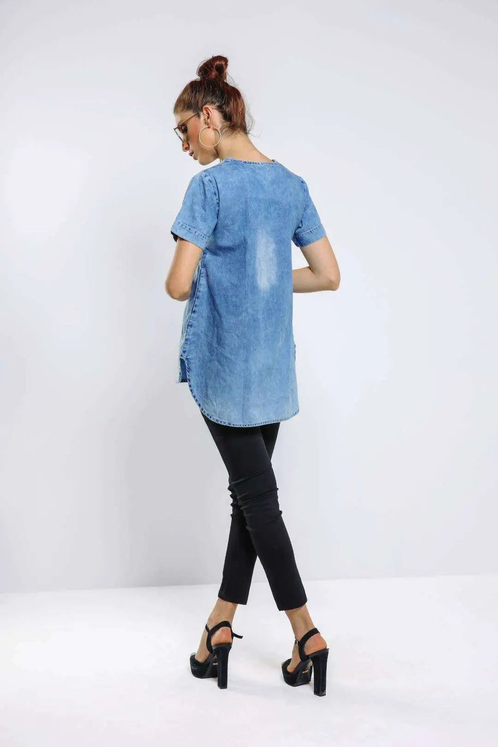 Light Blue Denim Tunic Top