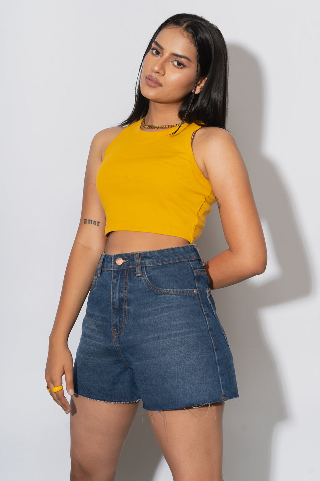 Yale Blue Raw Hem Shorts