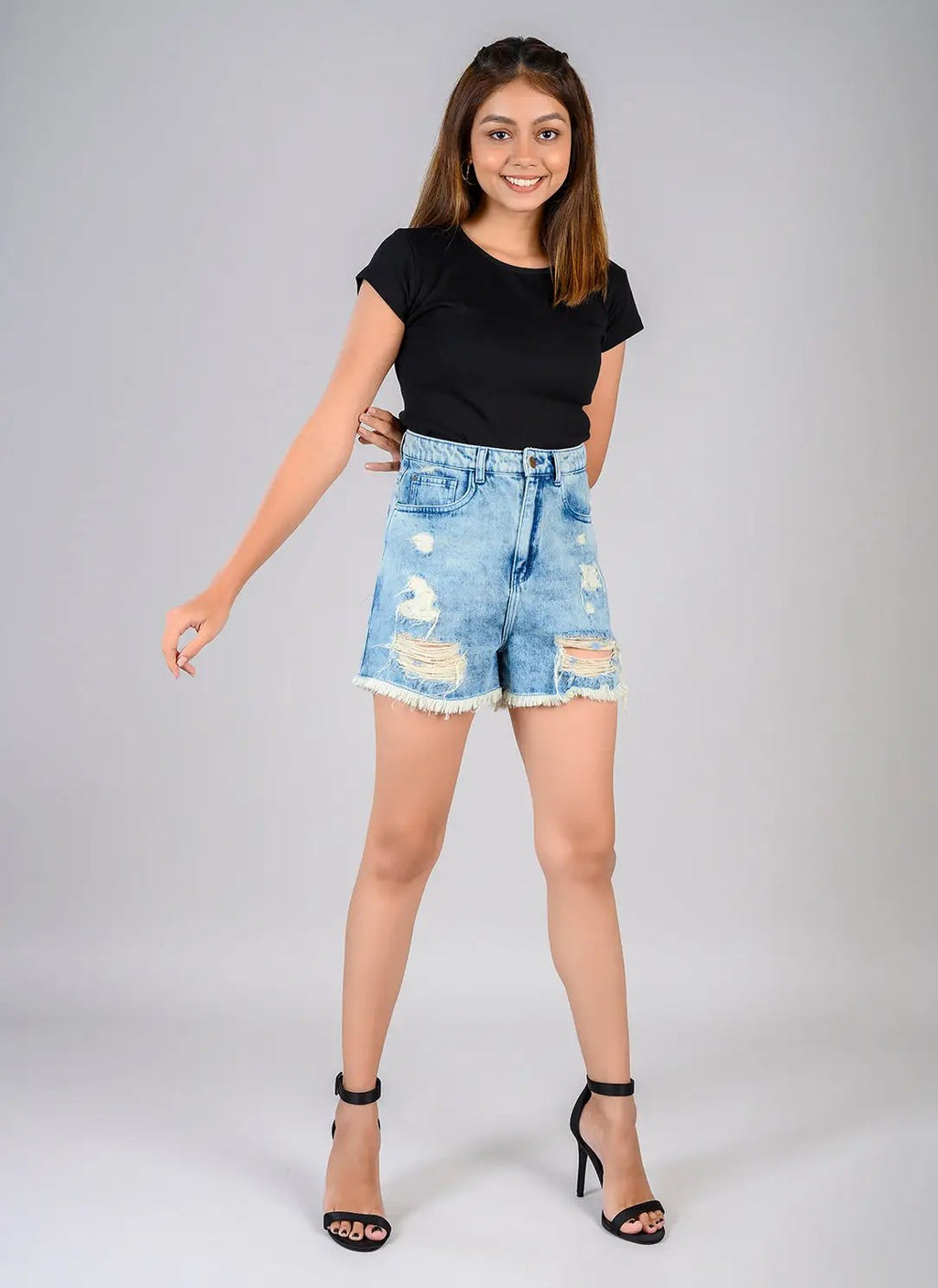 High Waist Vintage Distressed Shorts