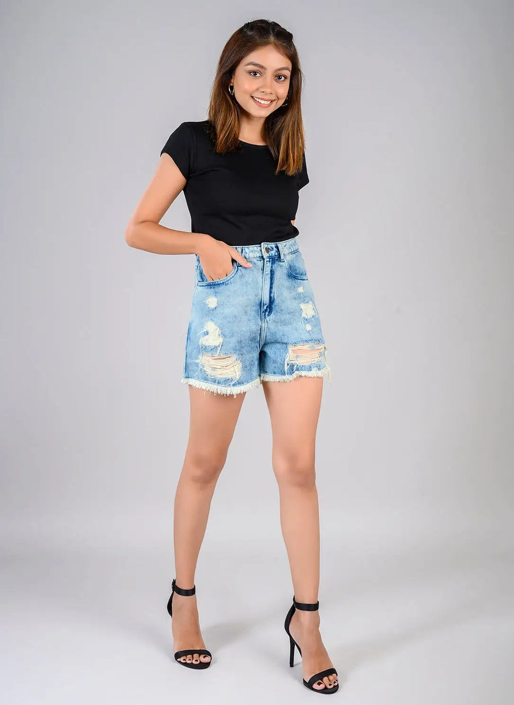 High Waist Vintage Distressed Shorts