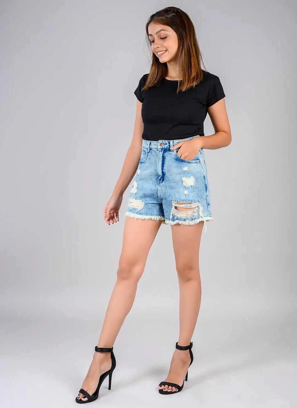 High Waist Vintage Distressed Shorts