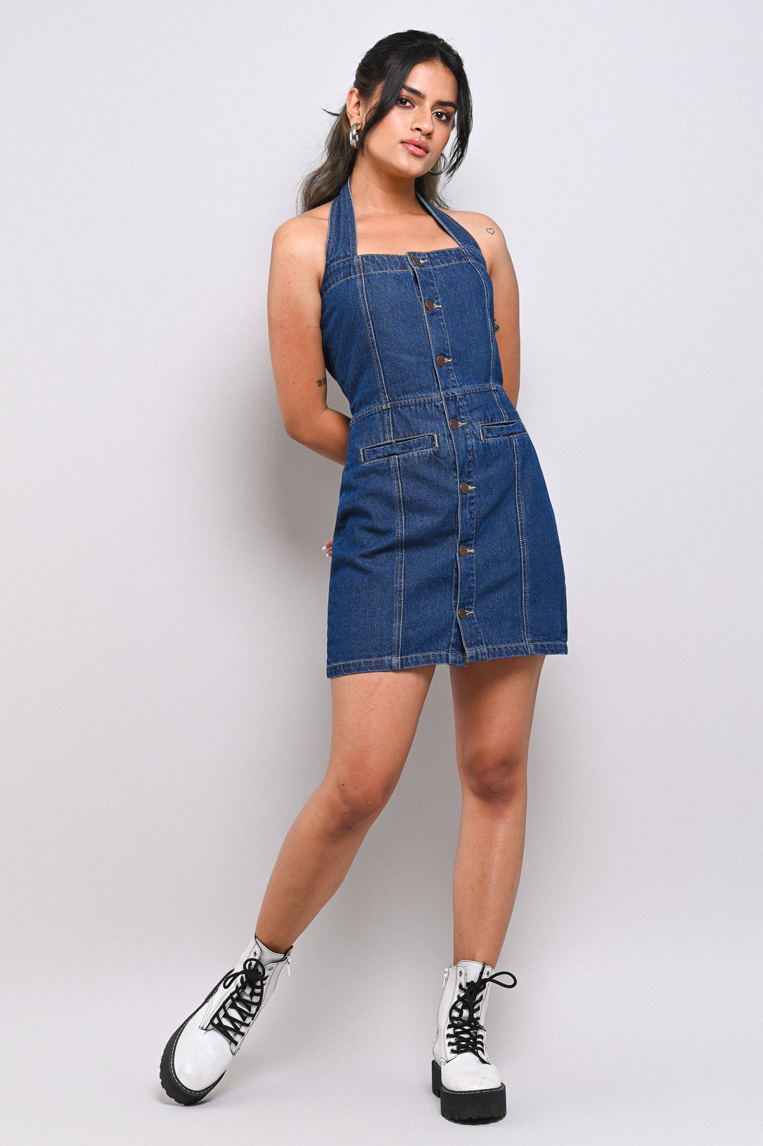 Blue Halter Women's Fitted Dress