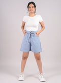 Stripe Bermuda Shorts With Belt
