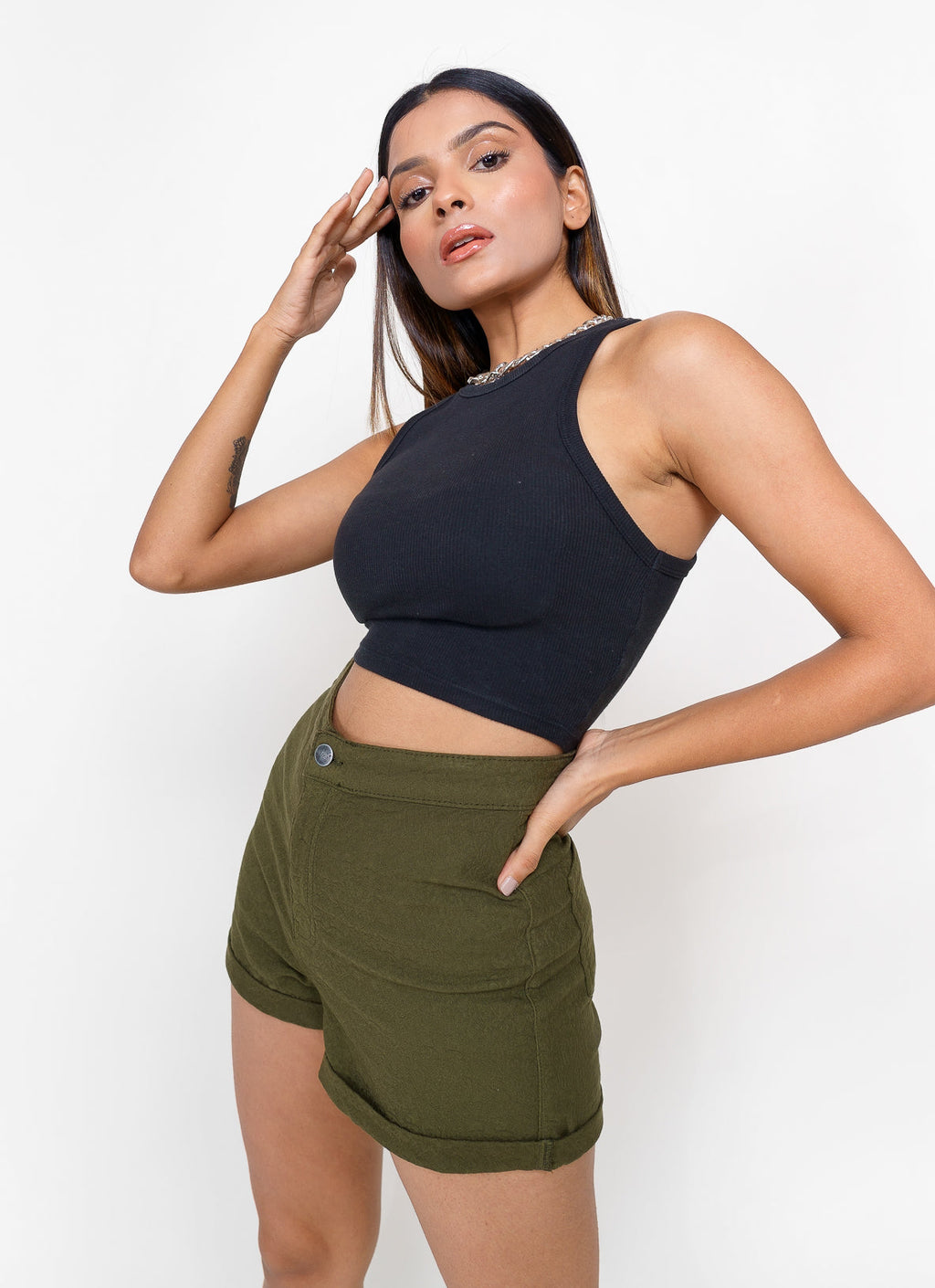 Olive Textured Shorts