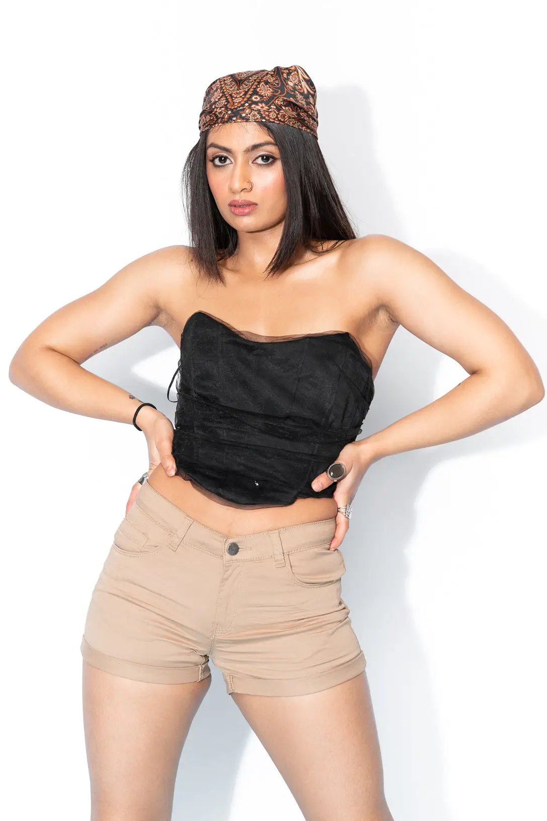 Sand Mid Waist Shorts