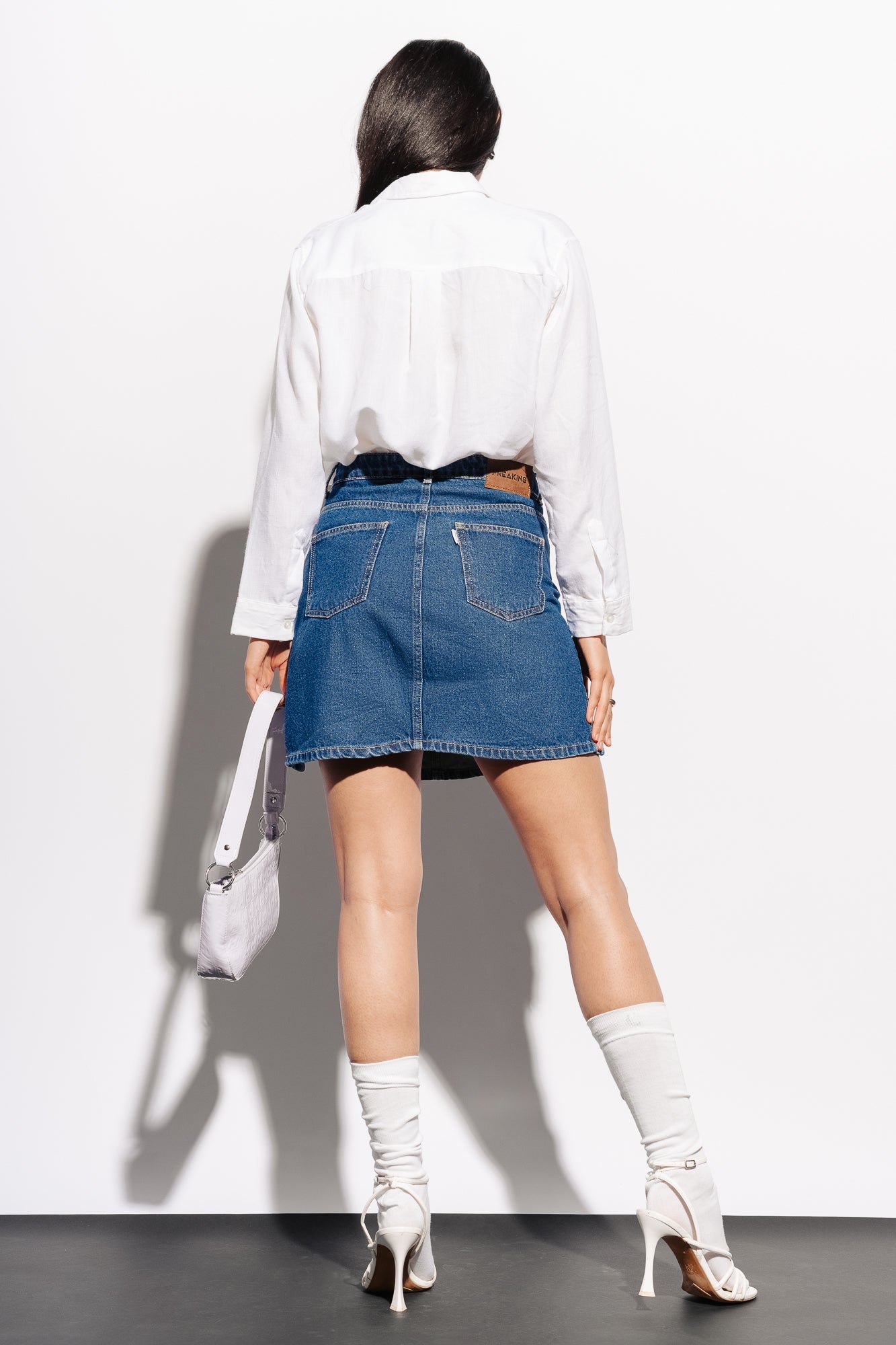 Denim Cutout Mini Skirt