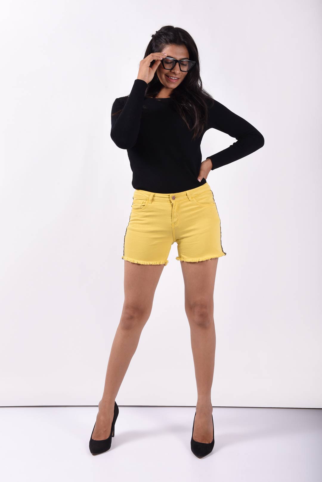 Yellow Shorts With Tape Detail