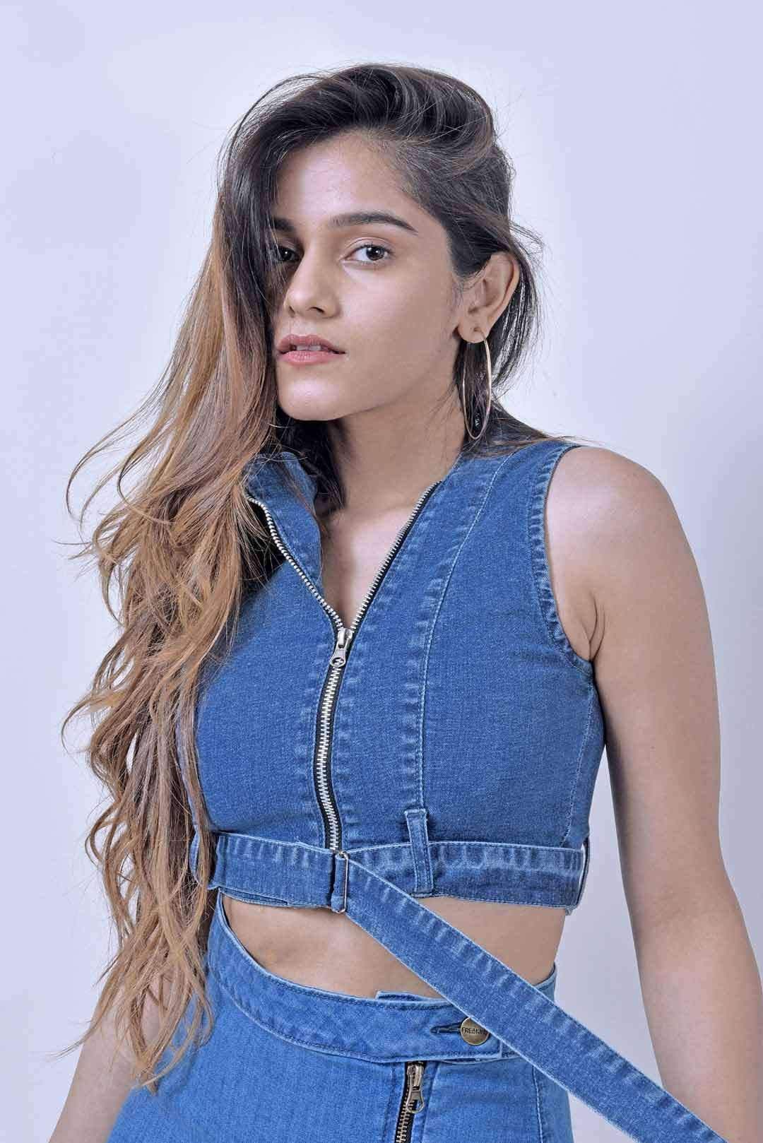 Stm Mid Blue Denim Belt Detailed Top