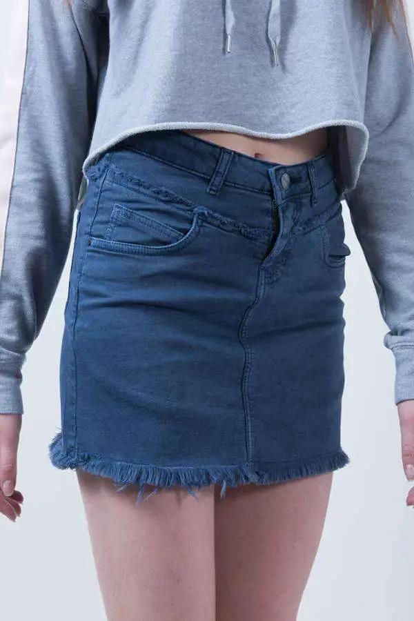 Blue Denim High Rise Skirt