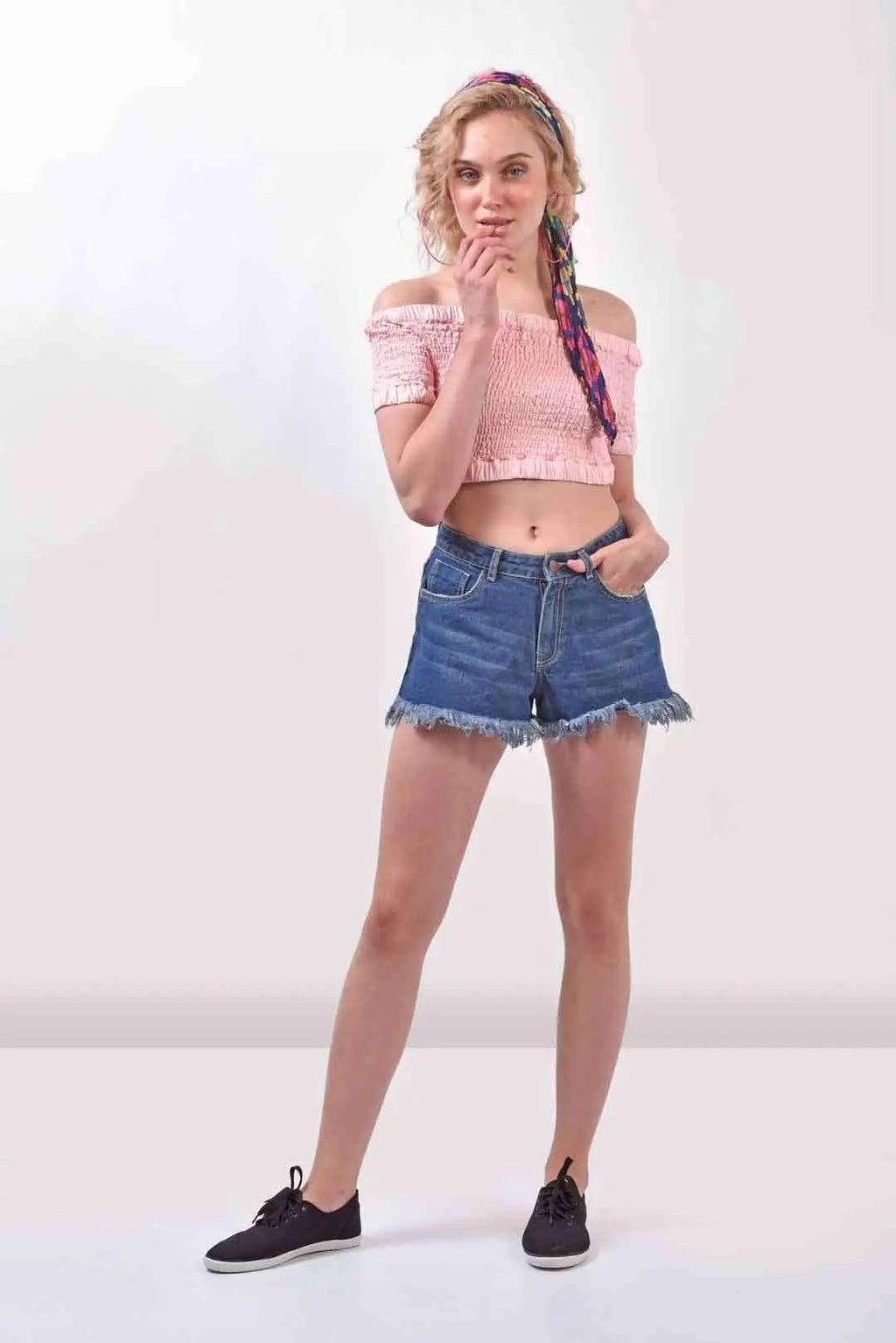 Elasticated Denim Pink Top