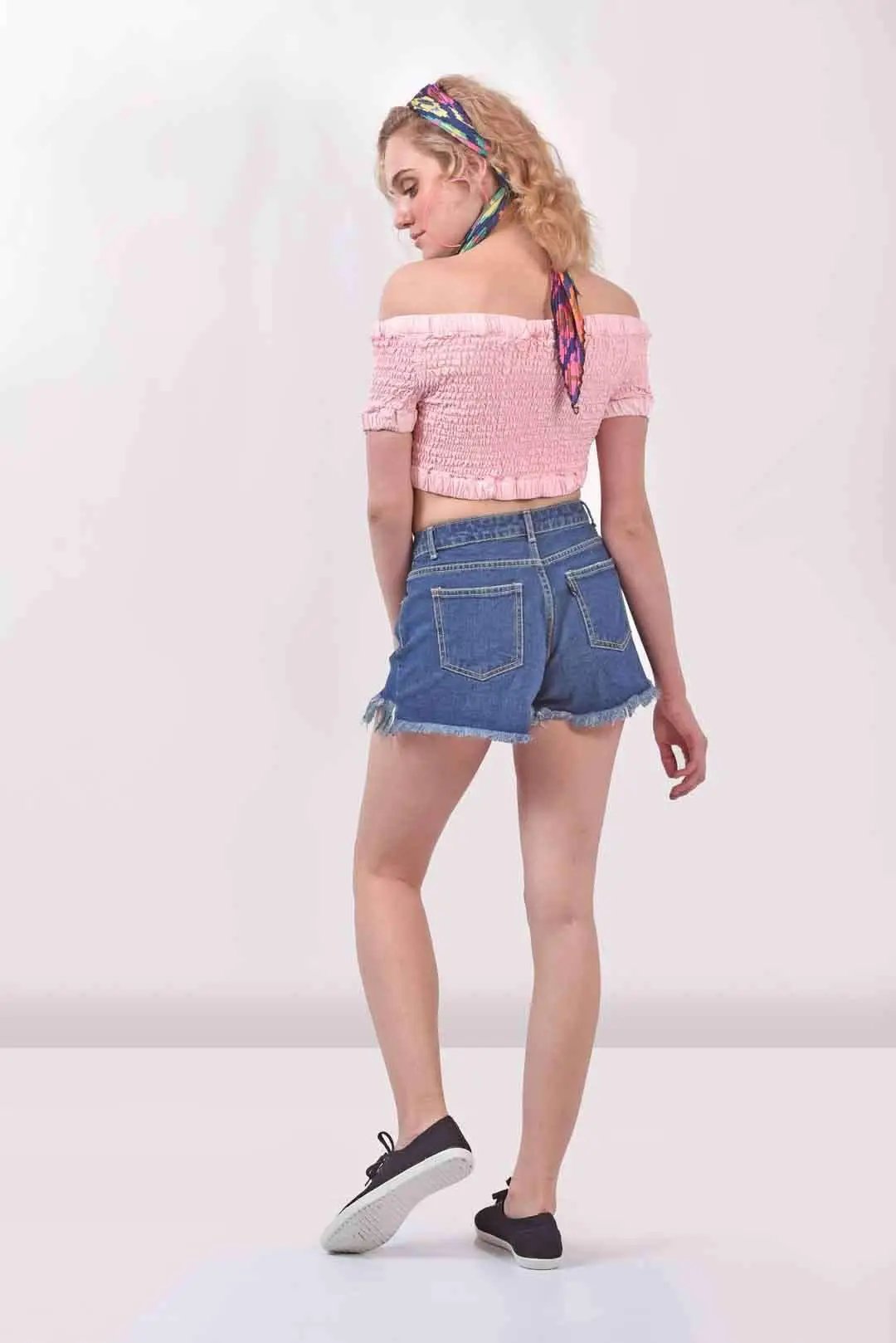 Elasticated Denim Pink Top