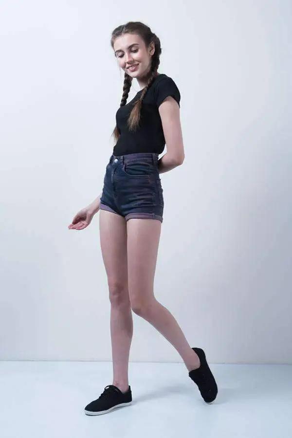 Maroon Dyed Denim High Waist Shorts