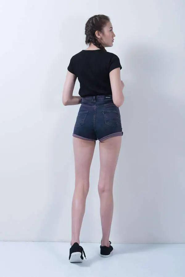 Maroon Dyed Denim High Waist Shorts