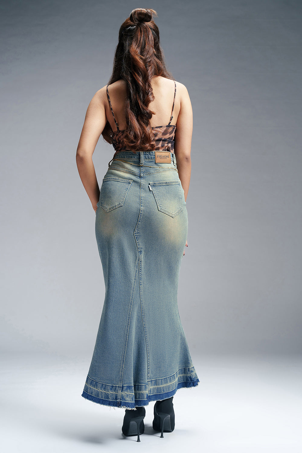 Retro Trail Denim Mermaid Skirt