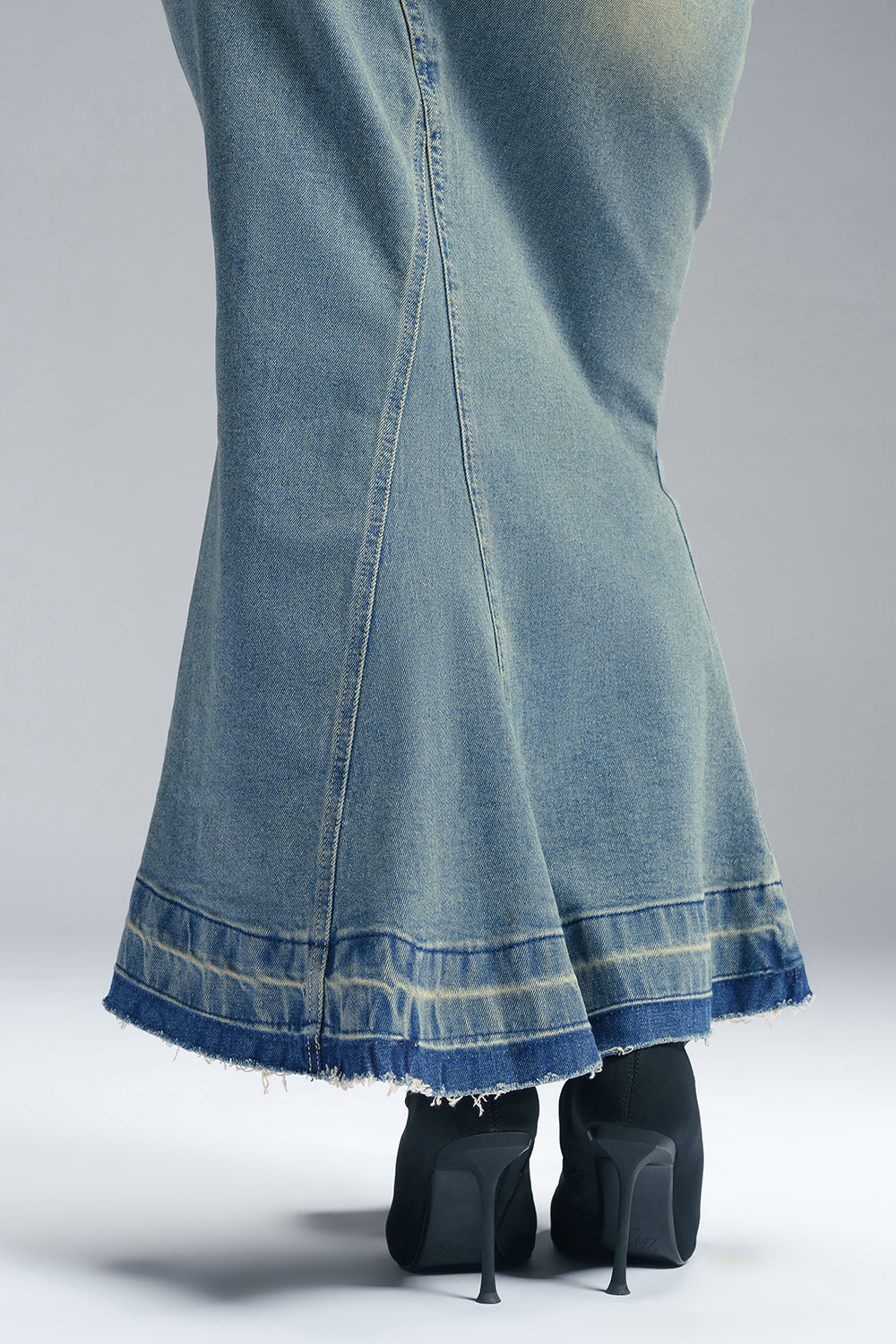 Retro Trail Denim Mermaid Skirt