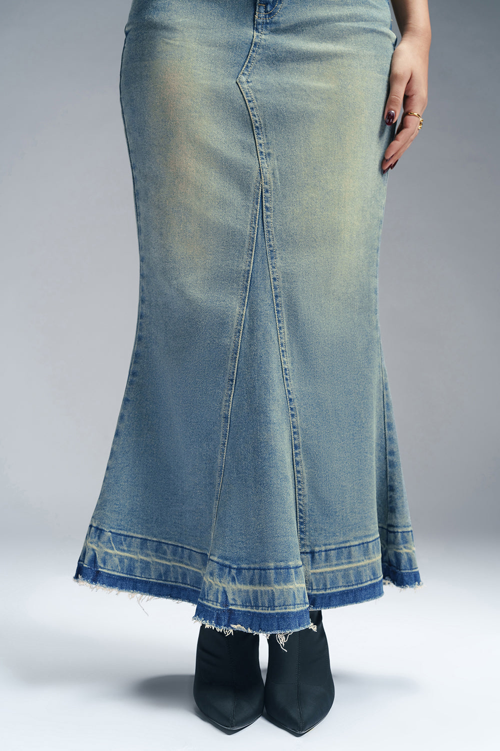 Retro Trail Denim Mermaid Skirt
