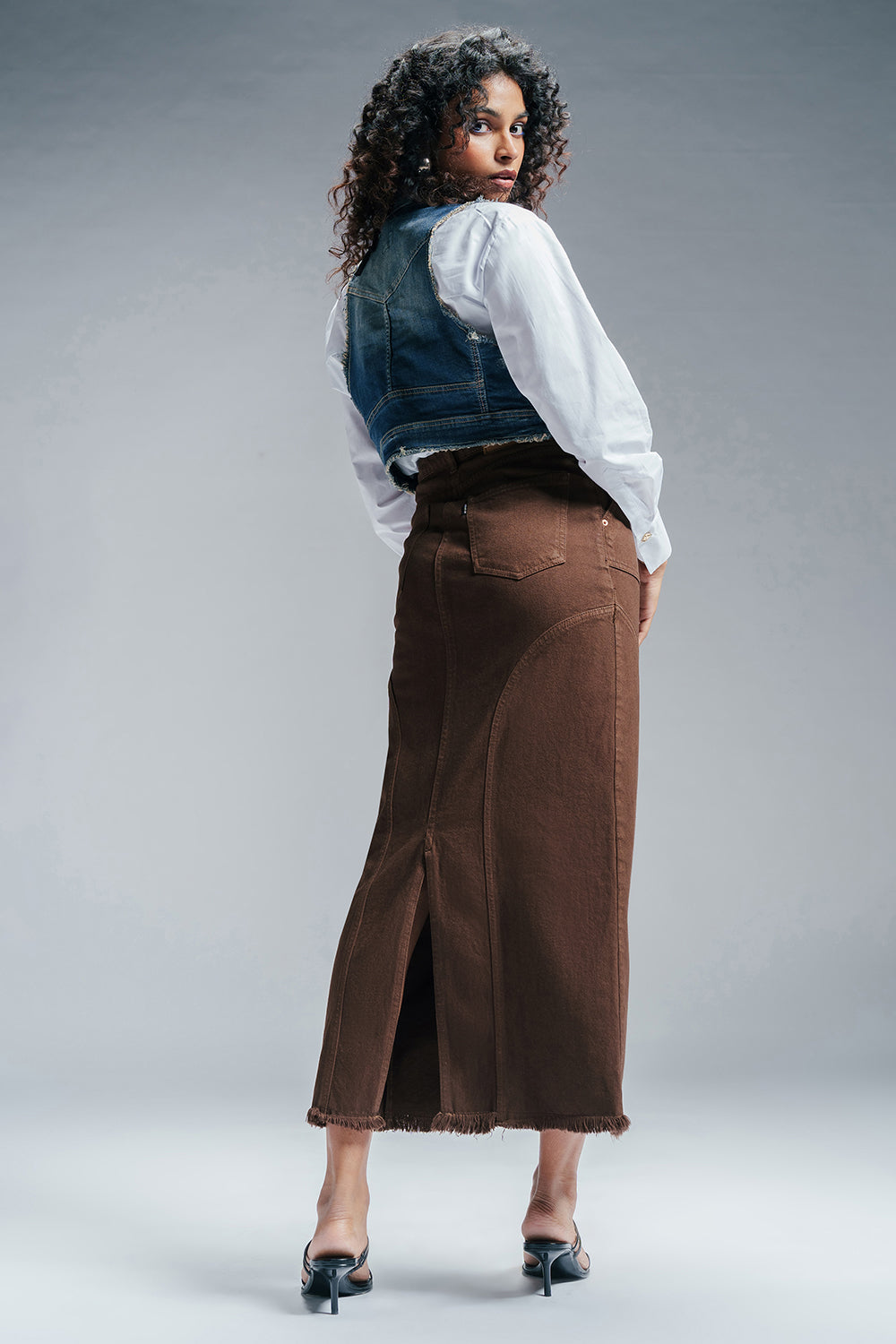 Cinnamon Swirl Denim Carpenter Skirt