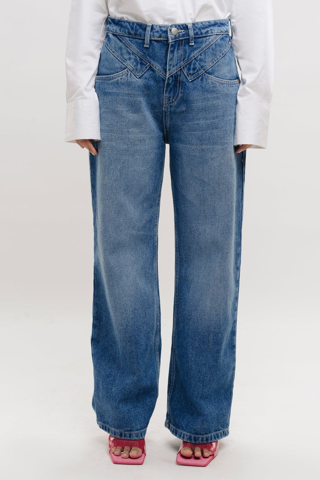 Double Front Yoke Straight Fit Jeans