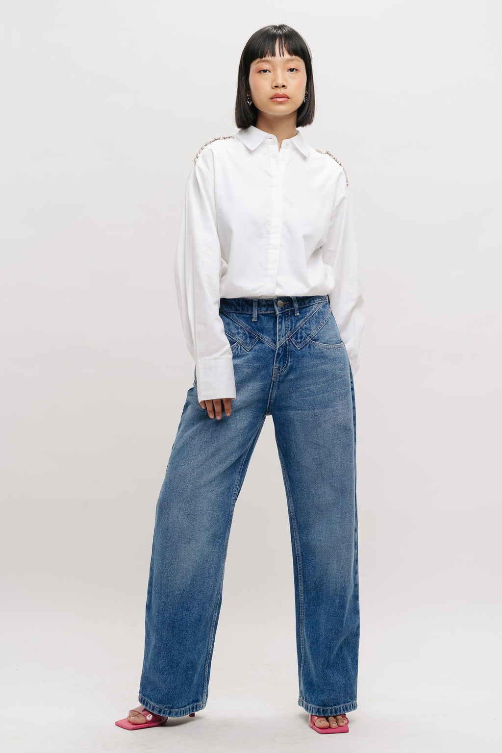 Double Front Yoke Straight Fit Jeans