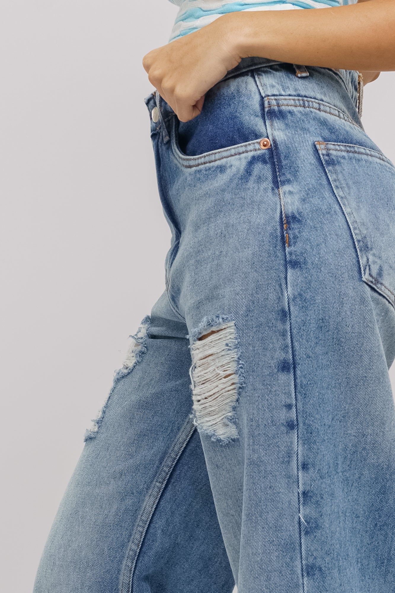 Windy Blue Distressed Women's Wide Jeans