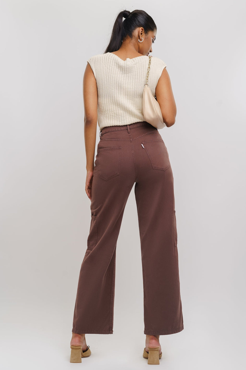 Wood Brown Women's Straight Cargo Jeans