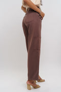 Wood Brown Women's Straight Cargo Jeans