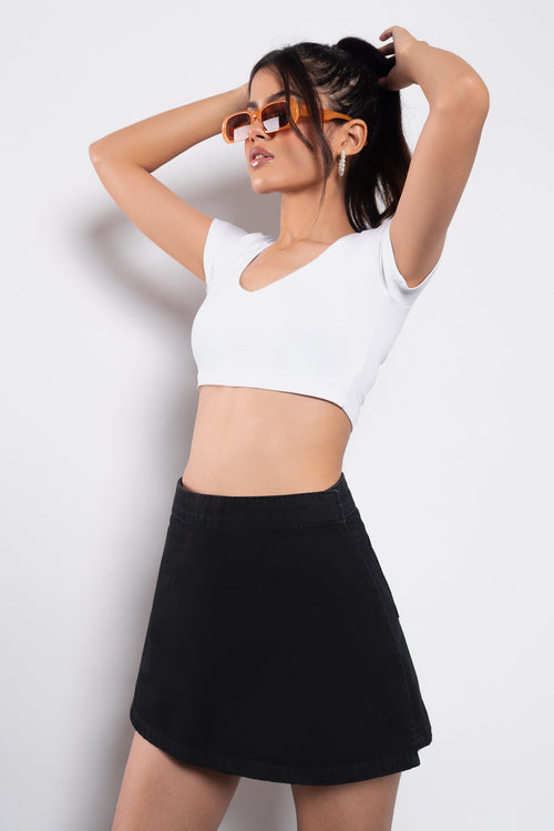 Black Women's Denim Skort