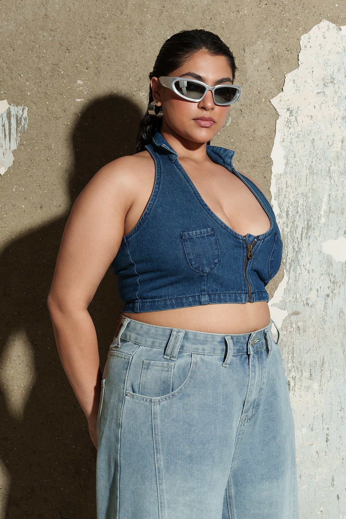 Curve Nova Blue Denim Halter Top