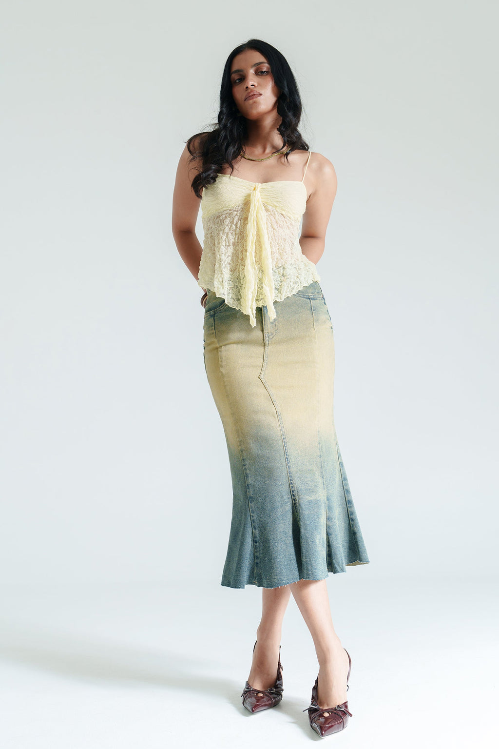 Antique Blue Women's Mermaid Denim Skirt